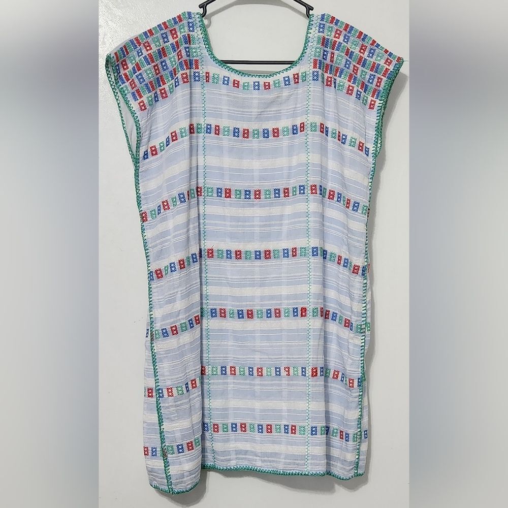 Women’s J. Marie Cotton Embroidered Pullover Lined Shift Dress Size S